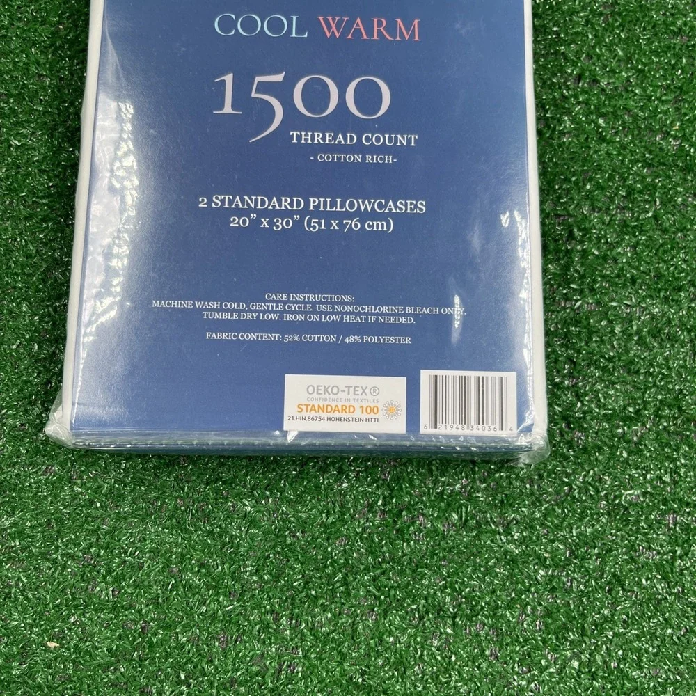 Cool Warm 1500 Thread Ct Set Of 2 White‎ Standard Pillowcases NIP